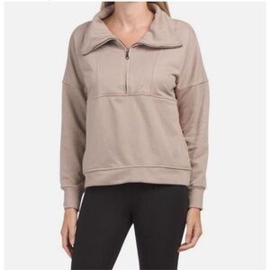 Wilo The Label Bella 1/2‎ Zip Sweatshirt in Tan S
